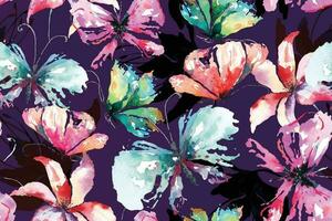 Seamless pattern of butterflies paint with watercolor.For designing colorful fabric patterns and wallpaper.Background abstract fantasy.Flying insects background. vector