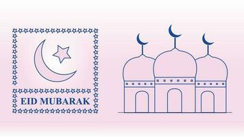 Eid Mubarak Greetings with Crescent Moon and Stars vector