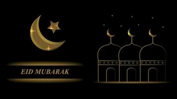 Eid Mubarak Greetings with Crescent Moon and Stars vector