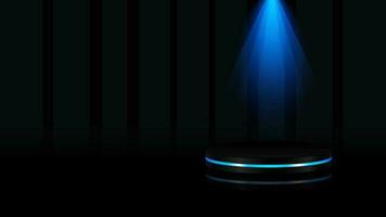 Neon blue podium. Vector geometric forms.Stage for showcase, Product display.