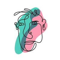 Abstract contemporary face drawing in continuous line with modern cubism style. Vector iilustration graphic