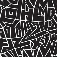 Seamless pattern with abstract lettering on black. Perfect for wrapping paper, bed sheets or interior and many more vector