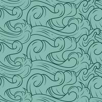 sin costura modelo oriental Oceano olas con dibujos animados estilo. vector ilustración antecedentes