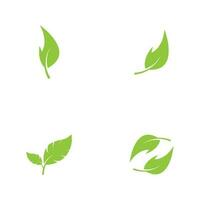 logotipos de vector de elemento de naturaleza de ecología de hoja de árbol verde