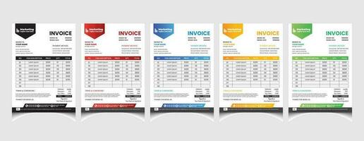 Creative corporate business colourful invoice template design with a4 size company invoice layout. vector