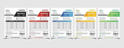 Creative corporate business colourful invoice template design with a4 size company invoice layout. vector