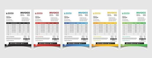 Creative corporate business colourful invoice template design with a4 size company invoice layout. vector