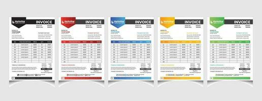 Creative corporate business colourful invoice template design with a4 size company invoice layout. vector