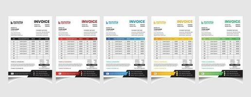 Creative corporate business colourful invoice template design with a4 size company invoice layout. vector