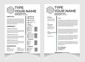 profesional CV o currículum modelo diseño con letra cubrir diseño. negro y blanco currículum diseño . vector