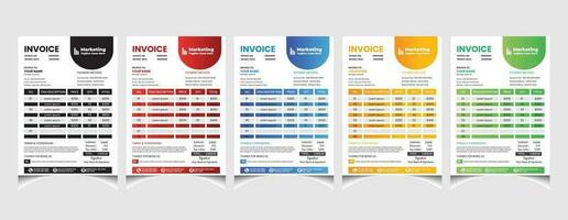 Creative corporate business colourful invoice template design with a4 size company invoice layout. vector