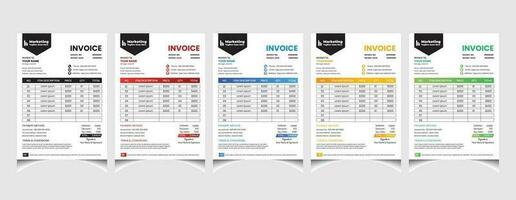 Creative corporate business colourful invoice template design with a4 size company invoice layout. vector