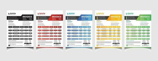 Creative corporate business colourful invoice template design with a4 size company invoice layout. vector