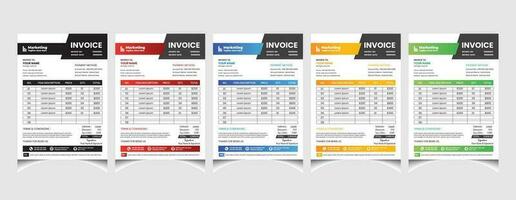 Creative corporate business colourful invoice template design with a4 size company invoice layout. vector