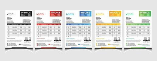 Creative corporate business colourful invoice template design with a4 size company invoice layout. vector