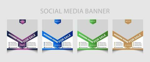 Real estate business social media post template design. Real estate post design. vector