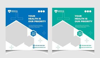 Healthcare or medical social media post template design. vector