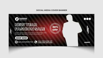 Fashion sale social media facebook cover template design and fashion sale timeline web banner template design. vector