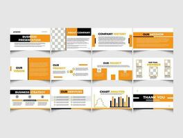 Minimalist business PowerPoint presentation slides template design. Use for presentation, background, website slider, advertising, landing page, magazine, annual report, marketing, company profile. vector