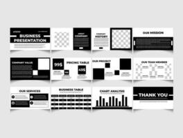 Minimalist business PowerPoint presentation slides template design. Use for presentation, background, website slider, advertising, landing page, magazine, annual report, marketing, company profile. vector