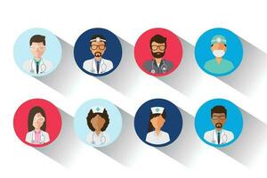 Vector medical avatars set vector medical clinic staff flat avatars
