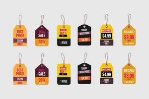 Set of labels or sale tags. cardboard sale labels. Vector illustration