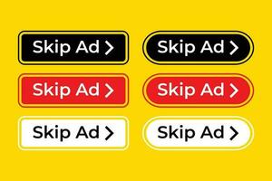 Skip ad button icons and sign vector design The symbol for social media elements