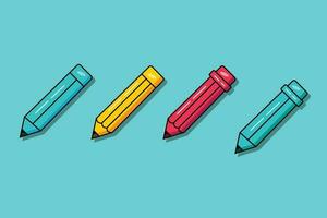 Illustration set colorful wooden pencils with shadows vector