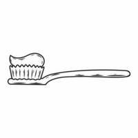 Toothpaste on brush. Vector doodle illustration.