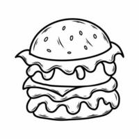 Hamburger. Vector doodle illustration. Street food.