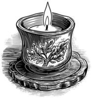 Candle in Decorative Holder Linocut vector
