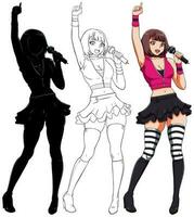 anime cantante en blanco vector