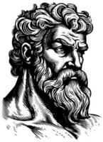 Greek Roman Portrait Linocut vector