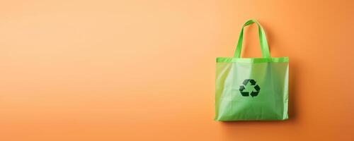 Eco Recycle Bag Concept with Copy Space, No Plastic Bag, Stop Using Disposable Package. photo