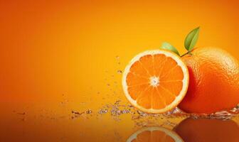 Orange Advertising Background For Social Media Post, Juicy Fruit for Healthy Nutrition. photo