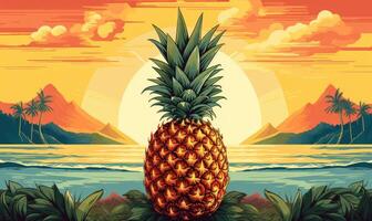 Pineapple Background For Social Media Advertising, Juicy Fruit for Healthy Nutrition. Generative Ai photo