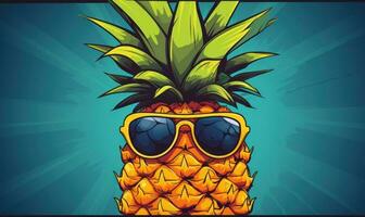 Pineapple Background For Social Media Advertising, Juicy Fruit for Healthy Nutrition. Generative Ai photo