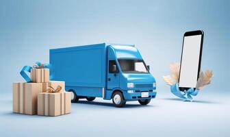 Online Delivery Background, Fast Respond Delivery Concept. photo