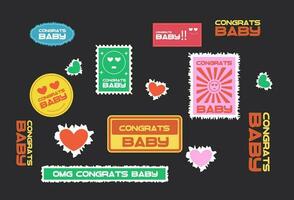 sticker congrats vector illustration