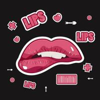 sticker lips vector illustration