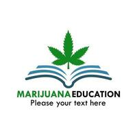 Book and marijuana symbol logo template illustration. suitable for education, medical vector