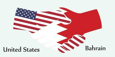 Design shake hands. Concept United States and Bahrain the borth country a good contact, business, travel, transport and technology. vector