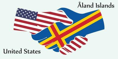 Design shake hands. Concept United States and Aland Islands the borth country a good contact, business, travel, transport and technology. vector
