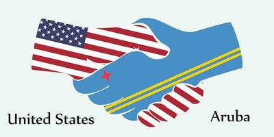 Design shake hands. Concept United States and Aruba the borth country a good contact, business, travel, transport and technology. vector