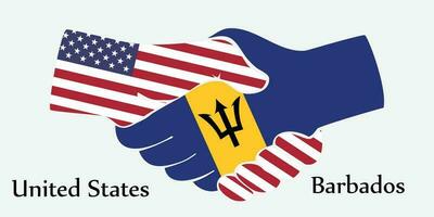 Design shake hands. Concept United States and Barbados the borth country a good contact, business, travel, transport and technology. vector