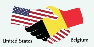Design shake hands. Concept United States and Belgium the borth country a good contact, business, travel, transport and technology. vector