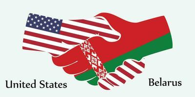 Design shake hands. Concept United States and Belarus the borth country a good contact, business, travel, transport and technology. vector