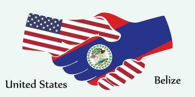 Design shake hands. Concept United States and Belize the borth country a good contact, business, travel, transport and technology. vector