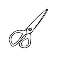 Hand drawn doodle stationery scissors. Office scissors icon. Isolated on a white background. vector