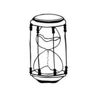 Hand drawn doodle hourglass. Symbol of time, education and measurement, deadline, urgency and time exodus. Isolated on white background. vector